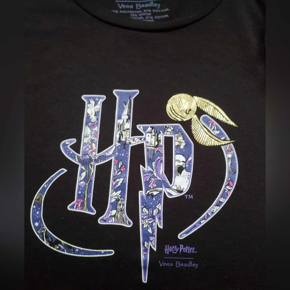 Vera Bradley  Harry Potter  Long  Sleeves Black T-shirt Size 2XL/2TG - Picture 5 of 5